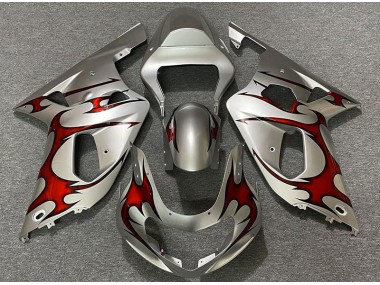 Argent Brillant & Rouge 01-03 Suzuki GSXR 600-750 Carénage
