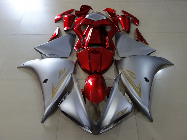 Argent Mat & Rouge Brillant 09-11 Yamaha R1 Carénage Argent Mat & Rouge Brillant 09-11 Yamaha R1 Carénage