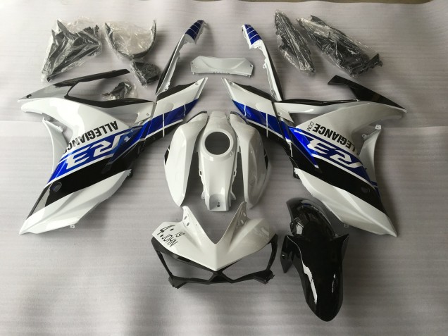 Blanc Bleu & Noir 15-18 Yamaha R3 Carénage Blanc Bleu & Noir 15-18 Yamaha R3 Carénage