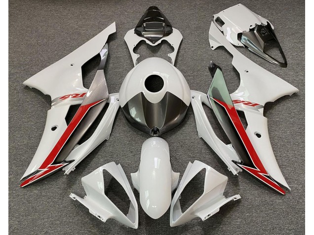 Blanc Brillant Argent & Rouge 08-16 Yamaha R6 Carénage