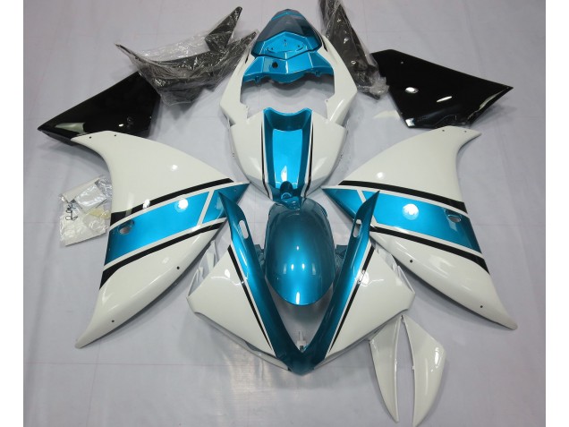 Blanc Brillant & Bleu Clair 09-11 Yamaha R1 Carénage Blanc Brillant & Bleu Clair 09-11 Yamaha R1 Carénage