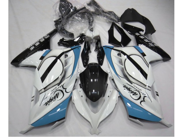 Blanc Brillant & Bleu Clair 13-18 Kawasaki Ninja 300 Carénage Blanc Brillant & Bleu Clair 13-18 Kawasaki Ninja 300 Carénage
