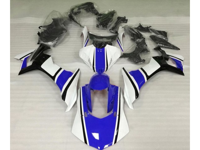 Blanc Brillant Bleu & Noir 15-19 Yamaha R1 Carénage Blanc Brillant Bleu & Noir 15-19 Yamaha R1 Carénage
