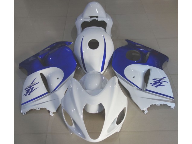 Blanc Brillant & Bleu Profond 97-07 Suzuki GSXR 1300 Carénage Blanc Brillant & Bleu Profond 97-07 Suzuki GSXR 1300 Carénage