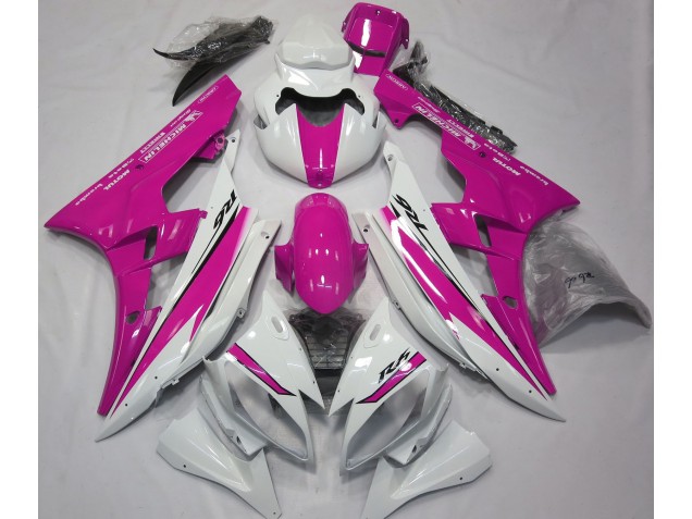 Blanc Brillant & Rose 06-07 Yamaha R6 Carénage Blanc Brillant & Rose 06-07 Yamaha R6 Carénage