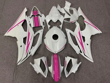Blanc Brillant & Rose 08-16 Yamaha R6 Carénage