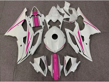 Blanc Brillant & Rose 08-16 Yamaha R6 Carénage