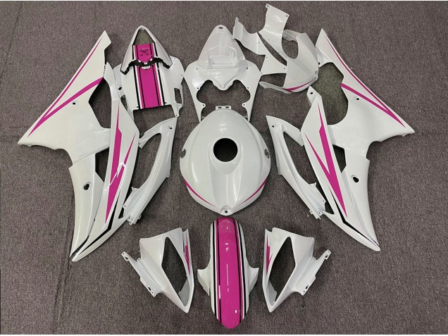 Blanc Brillant & Rose 08-16 Yamaha R6 Carénage