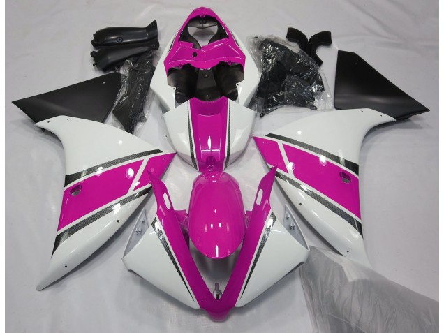 Blanc Brillant & Rose 09-11 Yamaha R1 Carénage Blanc Brillant & Rose 09-11 Yamaha R1 Carénage