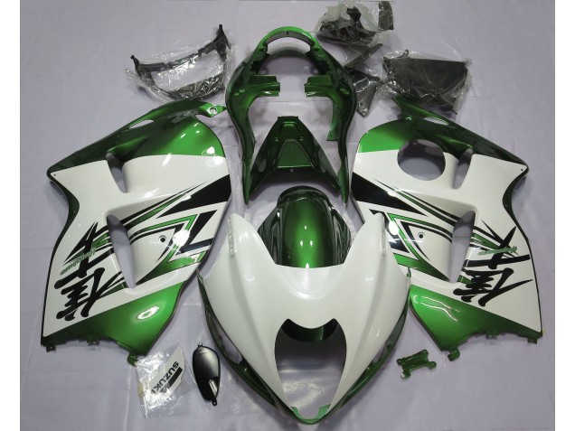 Blanc Brillant & Vert 97-07 Suzuki GSXR 1300 Carénage Blanc Brillant & Vert 97-07 Suzuki GSXR 1300 Carénage