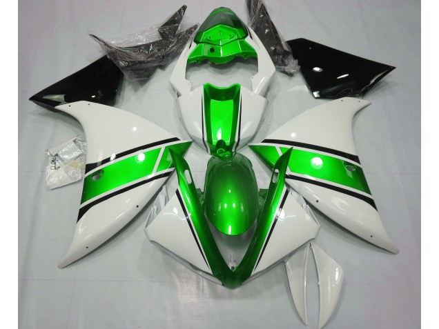 Blanc Brillant & Vert Métallisé 09-11 Yamaha R1 Carénage Blanc Brillant & Vert Métallisé 09-11 Yamaha R1 Carénage