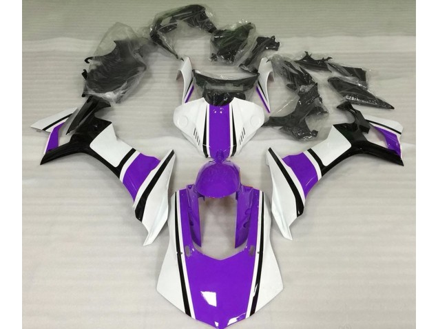Blanc Brillant Violet & Noir 15-19 Yamaha R1 Carénage Blanc Brillant Violet & Noir 15-19 Yamaha R1 Carénage