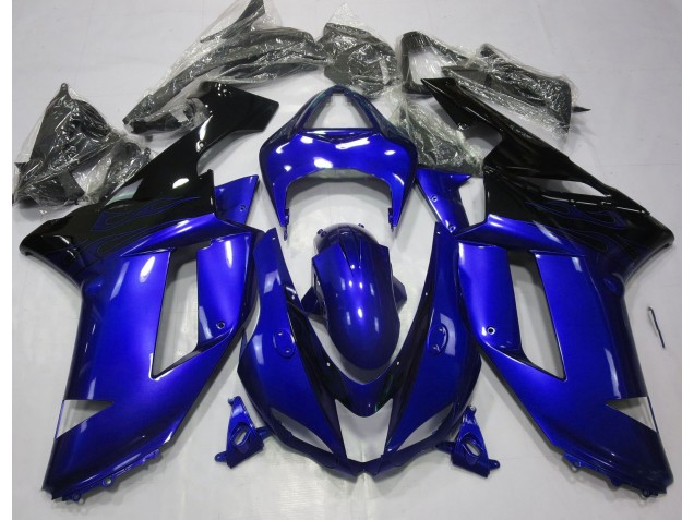 Bleu Brillant & Noir 07-08 Kawasaki ZX6R Carénage