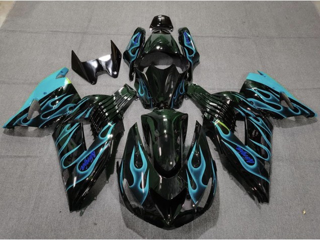 Bleu Clair Flamme 06-11 Kawasaki ZX14R Carénage Bleu Clair Flamme 06-11 Kawasaki ZX14R Carénage