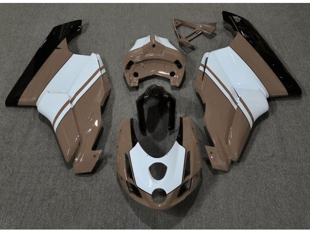 Brun Brillant & Blanc 03-04 Ducati 749 999 Carénage Brun Brillant & Blanc 03-04 Ducati 749 999 Carénage