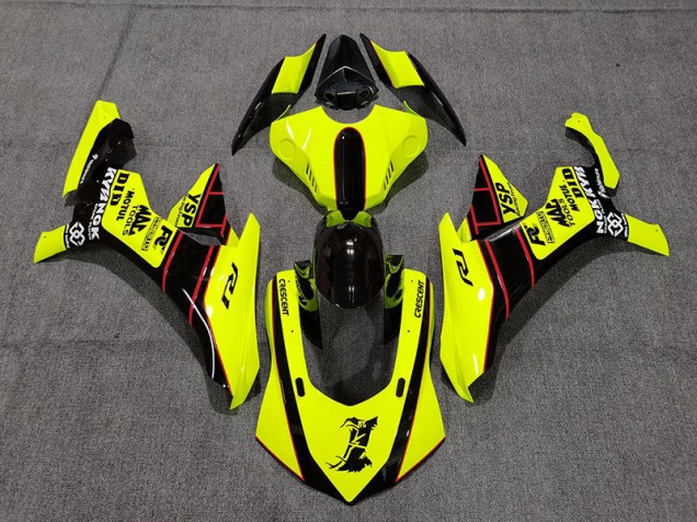 Floro Jaune & Noir 15-19 Yamaha R1 Carénage Floro Jaune & Noir 15-19 Yamaha R1 Carénage