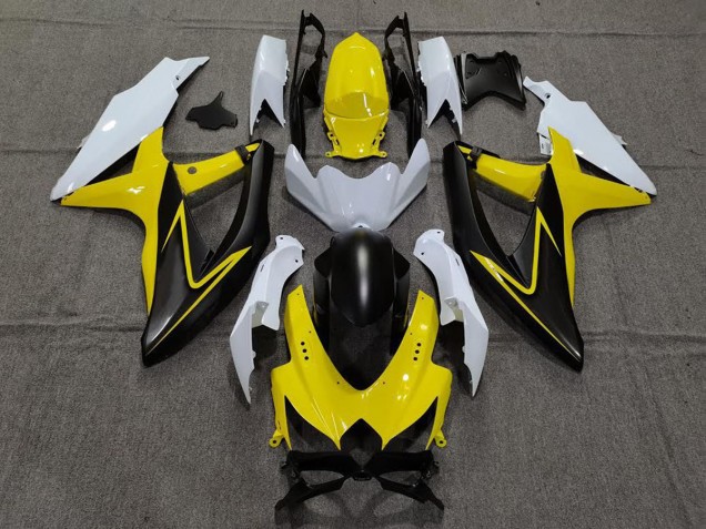 Jaune Brillant & Blanc 08-10 Suzuki GSXR 600-750 Carénage Jaune Brillant & Blanc 08-10 Suzuki GSXR 600-750 Carénage