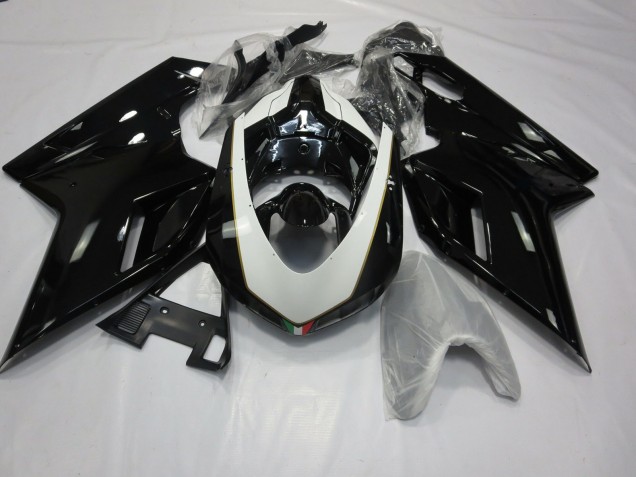 Noir & Blanc Brillant 07-14 Ducati 848 1098 1198 Carénage Noir & Blanc Brillant 07-14 Ducati 848 1098 1198 Carénage