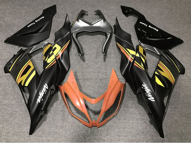 Noir Brillant & Orange 13-18 Kawasaki ZX6R Carénage