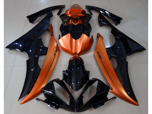 Noir Brillant & Orange Clair 08-16 Yamaha R6 Carénage