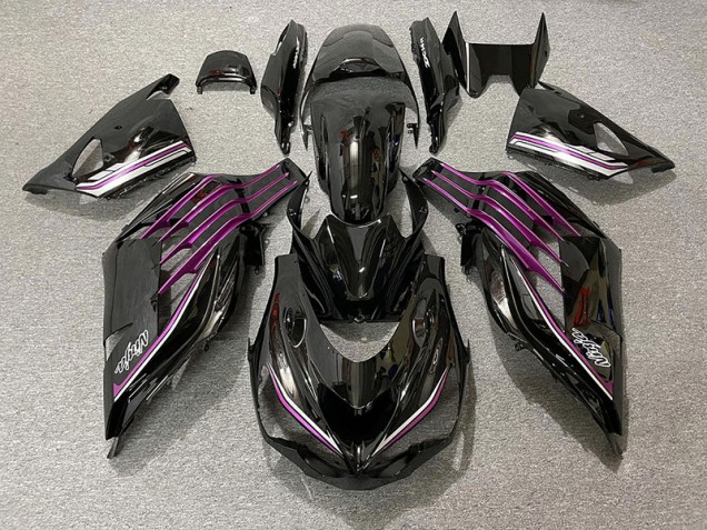 Noir Brillant & Rose 12-21 Kawasaki ZX14R Carénage Noir Brillant & Rose 12-21 Kawasaki ZX14R Carénage