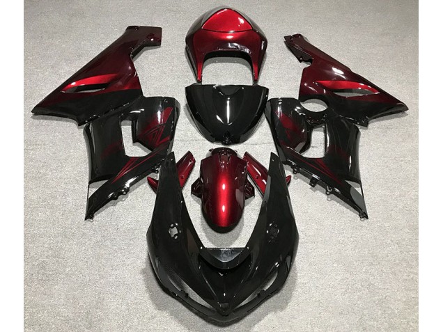 Noir Brillant & Rouge 05-06 Kawasaki ZX6R Carénage Noir Brillant & Rouge 05-06 Kawasaki ZX6R Carénage