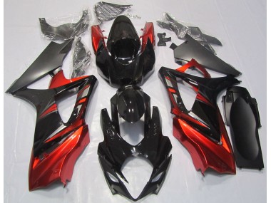 Noir Brillant & Rouge 07-08 Suzuki GSXR 1000 Carénage