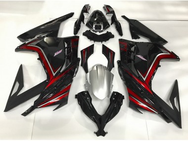 Noir Brillant & Rouge 13-18 Kawasaki Ninja 300 Carénage