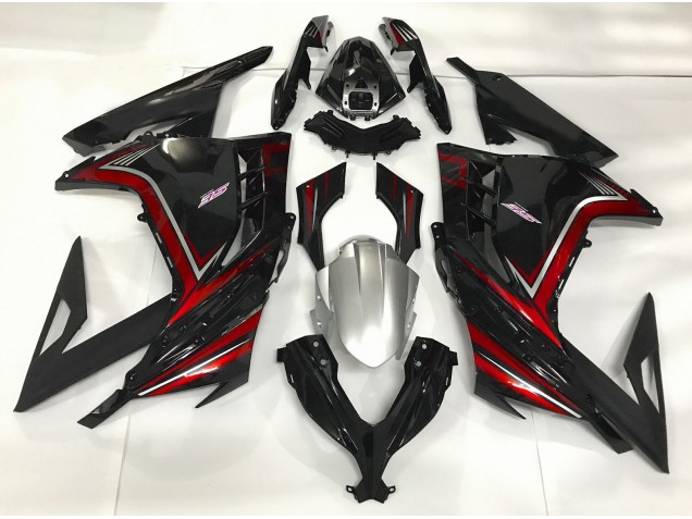 Noir Brillant & Rouge 13-18 Kawasaki Ninja 300 Carénage Noir Brillant & Rouge 13-18 Kawasaki Ninja 300 Carénage