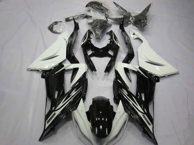 Noir Brillant Uni Blanc 13-18 Kawasaki ZX6R Carénage Noir Brillant Uni Blanc 13-18 Kawasaki ZX6R Carénage