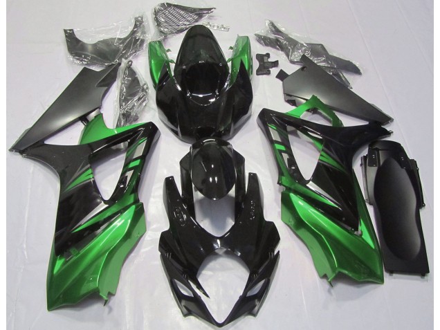 Noir Brillant & Vert 07-08 Suzuki GSXR 1000 Carénage Noir Brillant & Vert 07-08 Suzuki GSXR 1000 Carénage