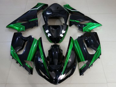 Noir Brillant & Vert Électrique 05-06 Kawasaki ZX6R Carénage