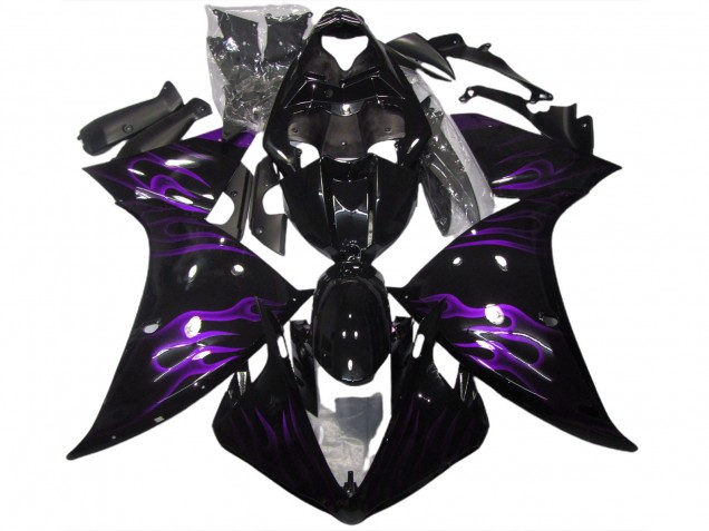 Noir & Violet Flamme 09-11 Yamaha R1 Carénage Noir & Violet Flamme 09-11 Yamaha R1 Carénage