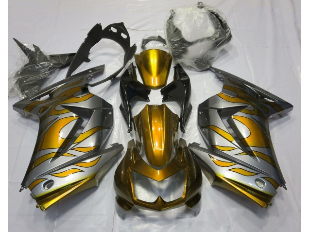 Or & Argent Flamme 08-12 Kawasaki Ninja 250 Carénage