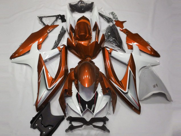 Orange Brillant & Blanc 08-10 Suzuki GSXR 600-750 Carénage Orange Brillant & Blanc 08-10 Suzuki GSXR 600-750 Carénage