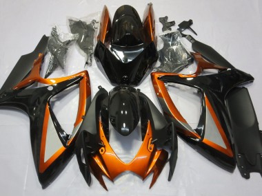 Orange Brillant & Noir 06-07 Suzuki GSXR 600-750 Carénage