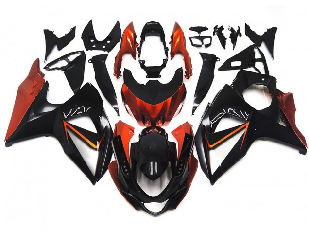 Orange & Noir Personnalisés Avec Incrustation Argentée 09-16 Suzuki GSXR 1000 Carénage Orange & Noir Personnalisés Avec Incrustation Argentée 09-16 Suzuki GSXR 1000 Carénage
