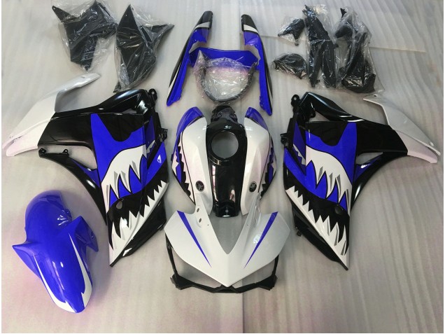 Requin Bleu & Blanc 15-18 Yamaha R3 Carénage Requin Bleu & Blanc 15-18 Yamaha R3 Carénage