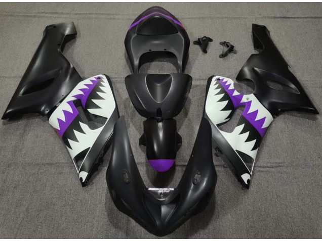 Requin Noir Mat & Violet 05-06 Kawasaki ZX6R Carénage