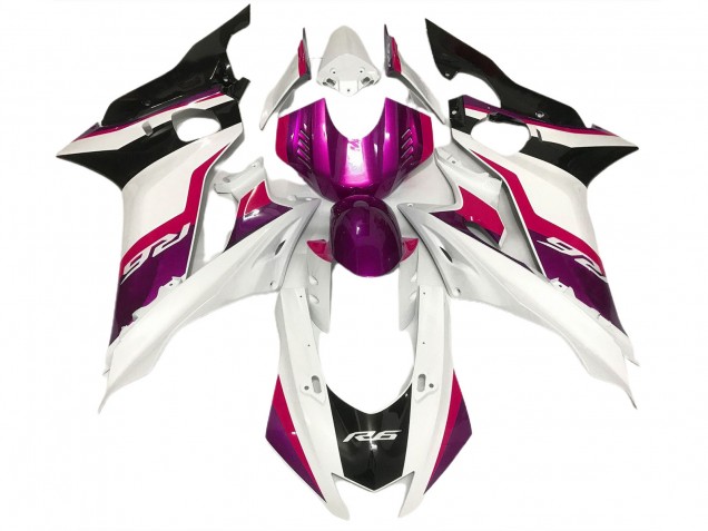 Rose & Blanc Brillant 17-21 Yamaha R6 Carénage Rose & Blanc Brillant 17-21 Yamaha R6 Carénage