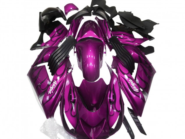 Rose Brillant & Flamme 06-11 Kawasaki ZX14R Carénage Rose Brillant & Flamme 06-11 Kawasaki ZX14R Carénage
