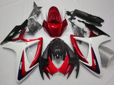 Rouge & Blanc Débadgé 06-07 Suzuki GSXR 600-750 Carénage