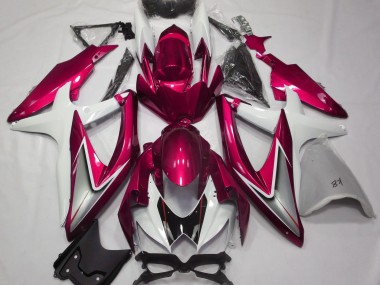 Rouge Brillant & Blanc 08-10 Suzuki GSXR 600-750 Carénage