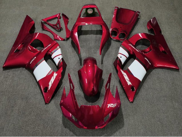 Rouge Profond & Blanc 98-02 Yamaha R6 Carénage Rouge Profond & Blanc 98-02 Yamaha R6 Carénage