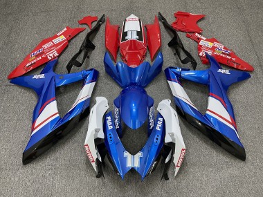Style Personnalisé Brillant Rouge Bleu & Blanc 08-10 Suzuki GSXR 600-750 Carénage