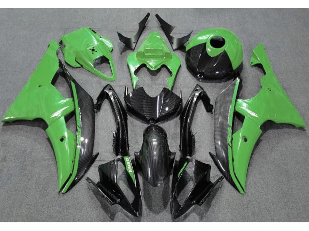 Vert Brillant & Fibre De Carbone 08-16 Yamaha R6 Carénage Vert Brillant & Fibre De Carbone 08-16 Yamaha R6 Carénage