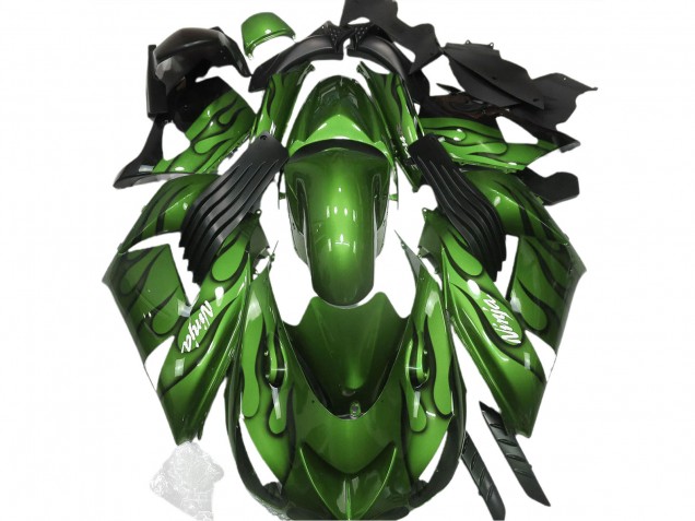 Vert Brillant & Flamme 06-11 Kawasaki ZX14R Carénage Vert Brillant & Flamme 06-11 Kawasaki ZX14R Carénage
