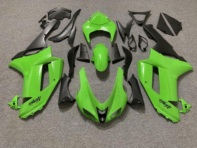 Vert Brillant & Noir Mat 07-08 Kawasaki ZX6R Carénage Vert Brillant & Noir Mat 07-08 Kawasaki ZX6R Carénage