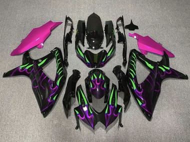 Violet & Vert Flamme 08-10 Suzuki GSXR 600-750 Carénage